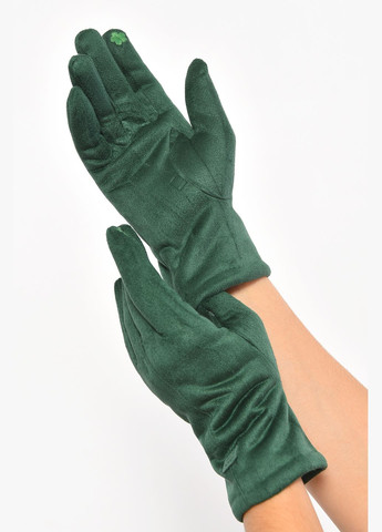 Рукавички жіночі замшеві на штучному хутрі сенсорні зеленого кольору Let's Shop (302661248)