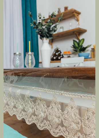 Силиконовая скатерть Бежевое Широкое Кружево 140*140см Royal House (315144152)