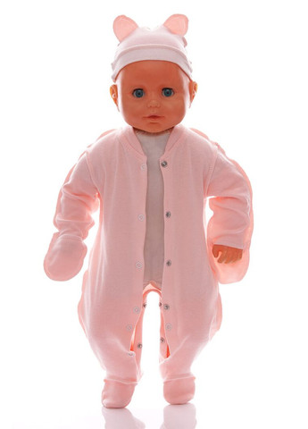 Человечек с шапкой интерлок ля-ля персиковый 56 см (54013) BABYKROHA (334278795)