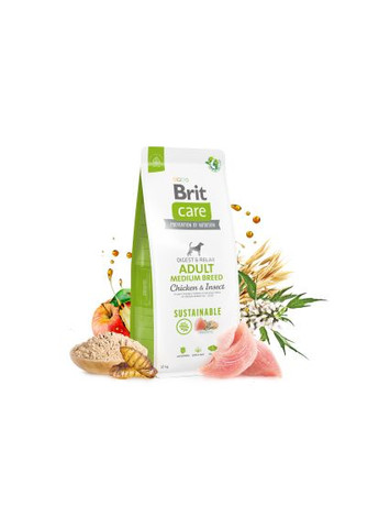 Сухий корм для собак Dog Sustainable Adult Medium Breed з куркою та комахами 12 кг (8595602558681) Brit Care Dog Sustainable Adult Medium Breed з куркою та ком (370021095)