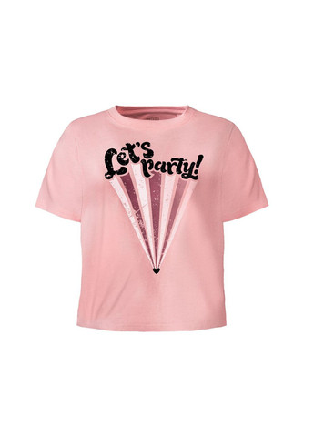 Розовая всесезон футболка женская укороченная с коротким рукавом Esmara