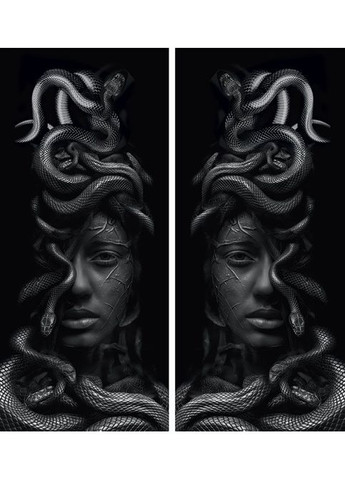 Наклейки на стійки дверей авто 3D TUNING STUDIO Дівчина змія 500х220х0.080мм=2штуки No Brand (362498082)