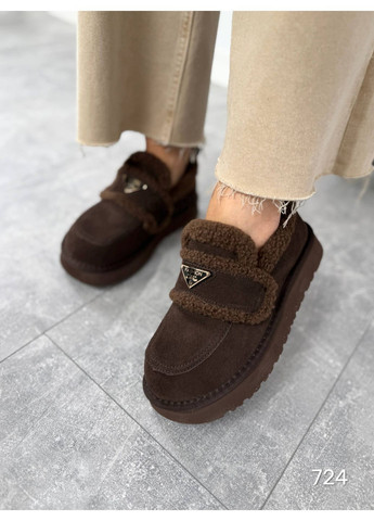 No Brand Утепленные лоферы лоферы темно-коричневый з натуральная замша, — зима (364116536)