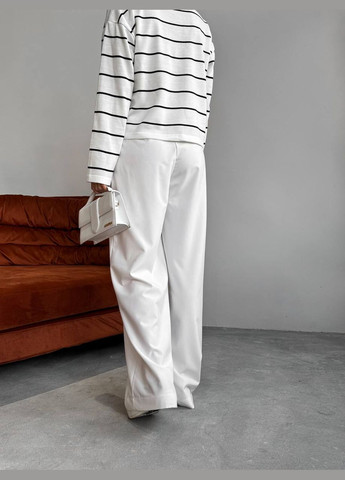Женские брюки с декоративным шнурком цвет молочный р.42 451518 New Trend (282926213)