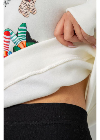 Молочный батник женский на флисе с новогодним принтом,, 241r4002 Ager (315132880)