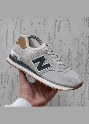 Кроссовки зимние женские и мужские New Balance 574 winter gray fur | Нью Беланс 574 серые с мехом No Brand серые зима (308360671)