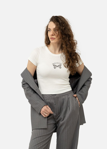 Белая летняя женская футболка с коротким рукавом цвет белый цб-00245332 Divon