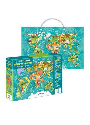 Детская магнитная карта мира животных 200267, 36 элементов DoDo Toys (365310104)
