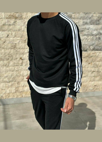 Черный демисезонный костюм мужской теплый спортивный Adelante