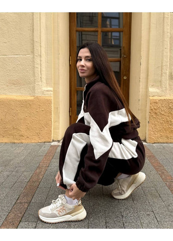 Жіночий флісовий костюм з контрастними вставками: худі + штани MonCher (369934076)