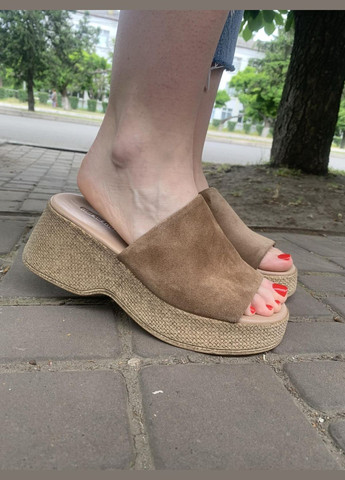 Кофейные сабо капучино замша Mario Muzi на платформе