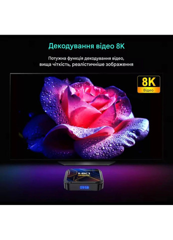 Смарт ТВ приставка HK1 RBOX K8S 4+64 Гб Android 13 TV Box RK3528 RGB подсветка - Настроена China (364203455)
