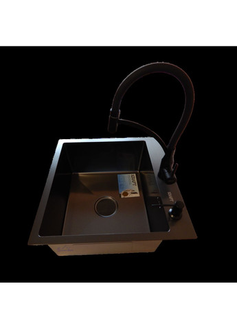Комплект кухонної мийки HM 50х50 NANO BLACK (DECOR) PVD (3.0/1.0 мм) Kraft (350671397)