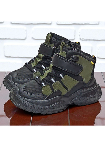 Хаки спортивные, повседневные, кэжуал осенние утепленные демисезонные ботинки, демисезонные хайтопы, утепленные хайтопы на флисе для мальчика клиби Clibee