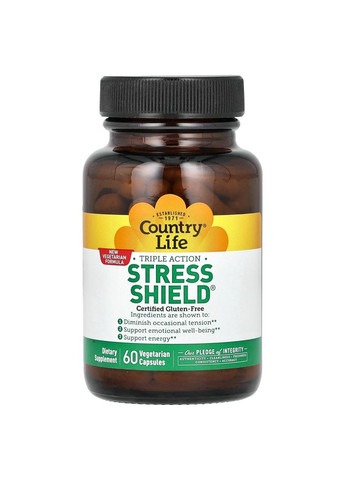 Антистрессовый Энергетический Комплекс, Stress Shield,, 60 вегетарианских капсул Country Life (336192606)