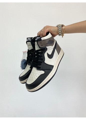 Білі Осінні кросівки чоловічі nike air jordan 1 retro two dark mocha v3 найк аір джордан No Brand