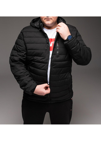 Чорна демісезонна куртка чоловіча утеплена стьобана батал No Brand