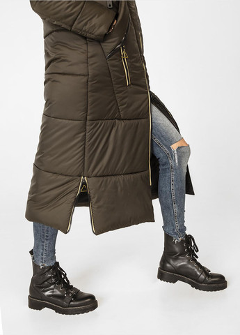 Оливковое (хаки) зимнее Пальто Megane (01177-green46) MioRichi