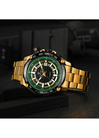 Годинник механічний чорний золотистий для чоловіків з календарем та водонепроникністю 30м. ProDobro (367265869)