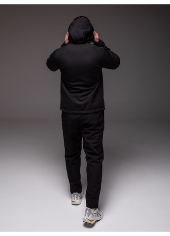 Чорний чоловічий утеплений костюм softshell чорний куртка + штани No Brand