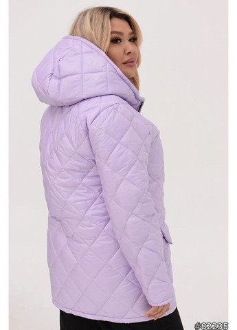 Лавандовая демисезонная куртка стеганная плащевка лаке, синтепон 150, с капюшоном и карманами, на молнии Україна
