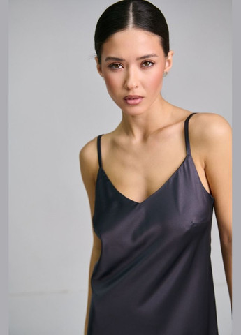 Чорна святковий жіноча довга шовкова сукня на бретельках (3053) Triko Bakh