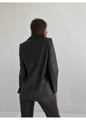 Черный женский женский пиджак из эко-кожи. Osoblyva -