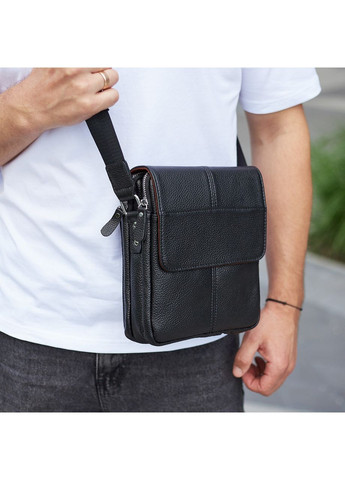 Чоловіча шкіряна чорна сумка через плече M1254A Tiding Bag (336551901)