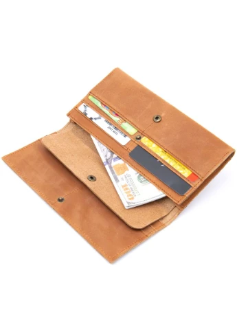 Портмоне в ретро стилі і матовій шкірі Рудий 19,5х10х1,5 см Vintage (391808862)