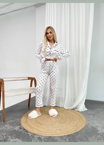 Белая всесезон пижама женская рубашка + брюки No Brand