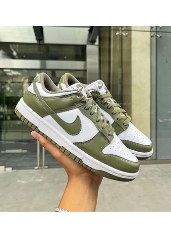 Зелені кросівки чоловічі nike dunk low medium olive найк данк зелені демісезон No Brand