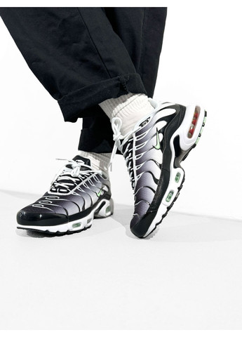 Чорні Осінні кросівки чоловічі nike air max tn plus white / black / mint найк аір макс тн плюс No Brand