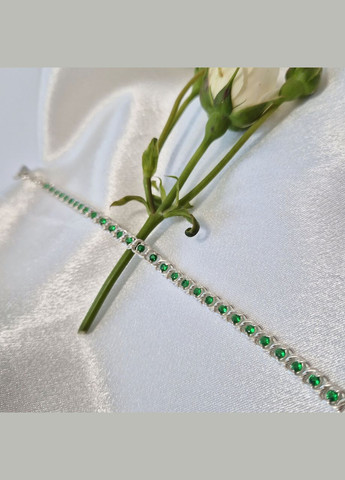 Срібний браслет Арабка із Зеленими каменями на руку 16.5 - 19.5 см срібло 925 проби 6035з 6.69г Nobrand (363969132)