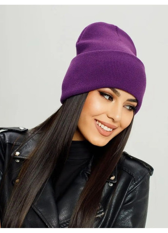 Молодежная двухслойная шапка бини лонг No Brand Шапка біні лонг лопата (362411532)