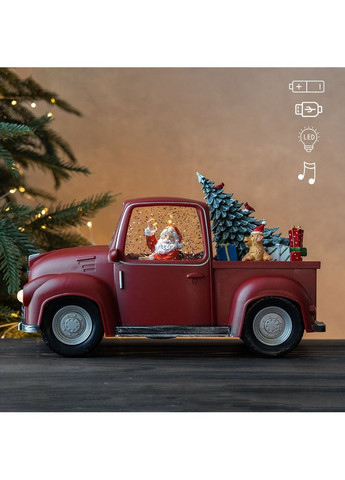 Новорічний ліхтар із підсвіткою і музикою Санта на машині 17х28,5 см 19240-024 No Brand (361230638)