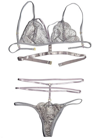 Серый демисезонный эротический комплект Langsha