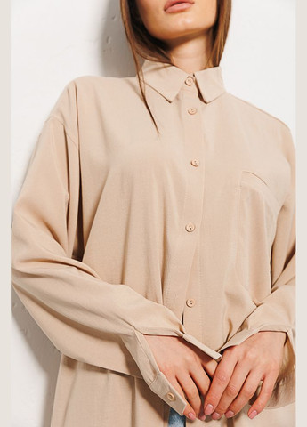 Подовжена жіноча сорочка оверсайз світло-бежева Arjen (289787308)