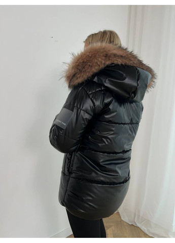 Черная зимняя куртка женская зимняя удлиненная с капюшоном. силикон 250 No Brand