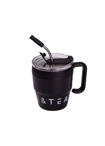 Термочашка Coffee & Tea з трубочкою чорна HP-14-23B Yiwu (371478975)