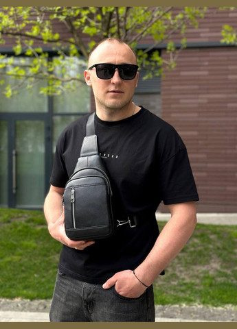 Чоловічий чорний шкіряний слінг на плече Tiding Bag (302390955)