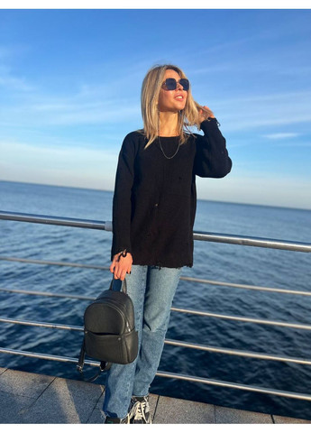 Черный демисезонный свитер женский оверсайз пуловер Style Point
