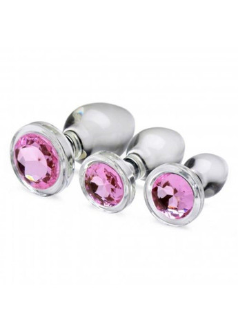 Набор анальных пробок Pink Gem Glass Anal Plug Set из стекла XR Brands (290850574)