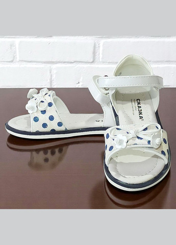 Белые повседневные, праздничные ортопедические босоножки открытые сандалии на липучках для девочки Сказка на липучке