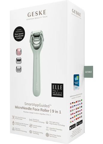 Электронный роллер для лица с микроиглами MicroNeedle Face Roller 9в1 green GESKE (341525972)