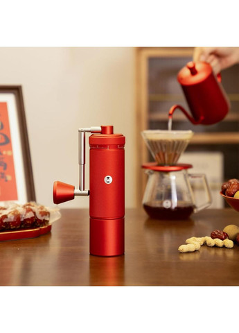 Ручна кавомолка Chestnut S3 Festival Red (S2C890) кавомолка з регулюванням помелу зі сталевими жорнами Timemore (363555408)