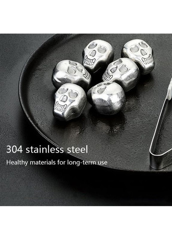 Набор из 6 камней в оригинальной форме черепа – кубики льда для охлаждения напитков + щипцы No Brand (325216345)