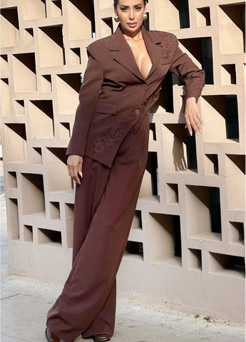 Костюм брючный ассиметричный женский в коричневом цвете. Fashion (359403310)