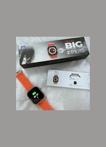 Смарт Часы T900 ultra 8 оранжевый orange пульсометр сообщения ультра беспроводная зарядка Smart Watch (334314641)