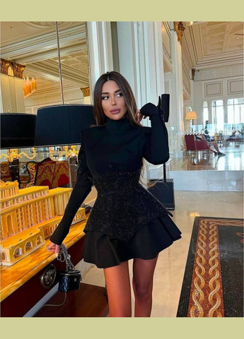 Черное праздничный, откровенный, коктейльное, вечернее платье женское No Brand однотонное