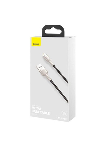 Дата кабель Cafule Series Metal USB to Lightning 2.4A (2m) (CALJK B0) Чорний Baseus (369645700)